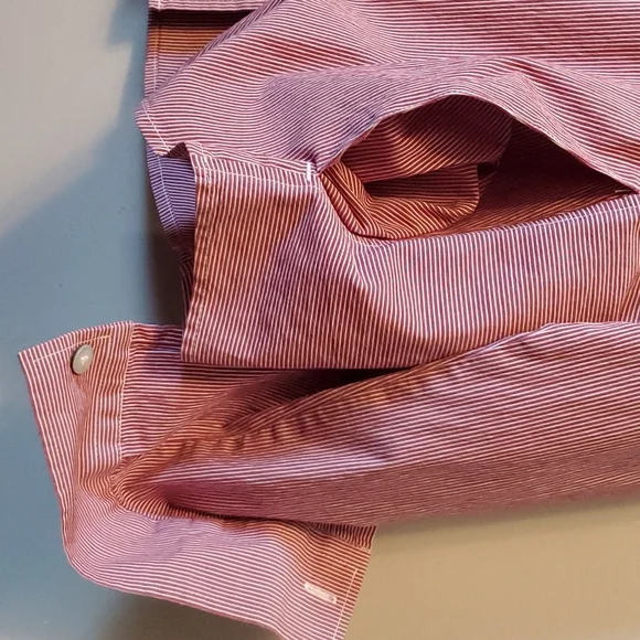 Alara Burgundy Stripe Button Down Shirt. Size S - Picture 5 of 6